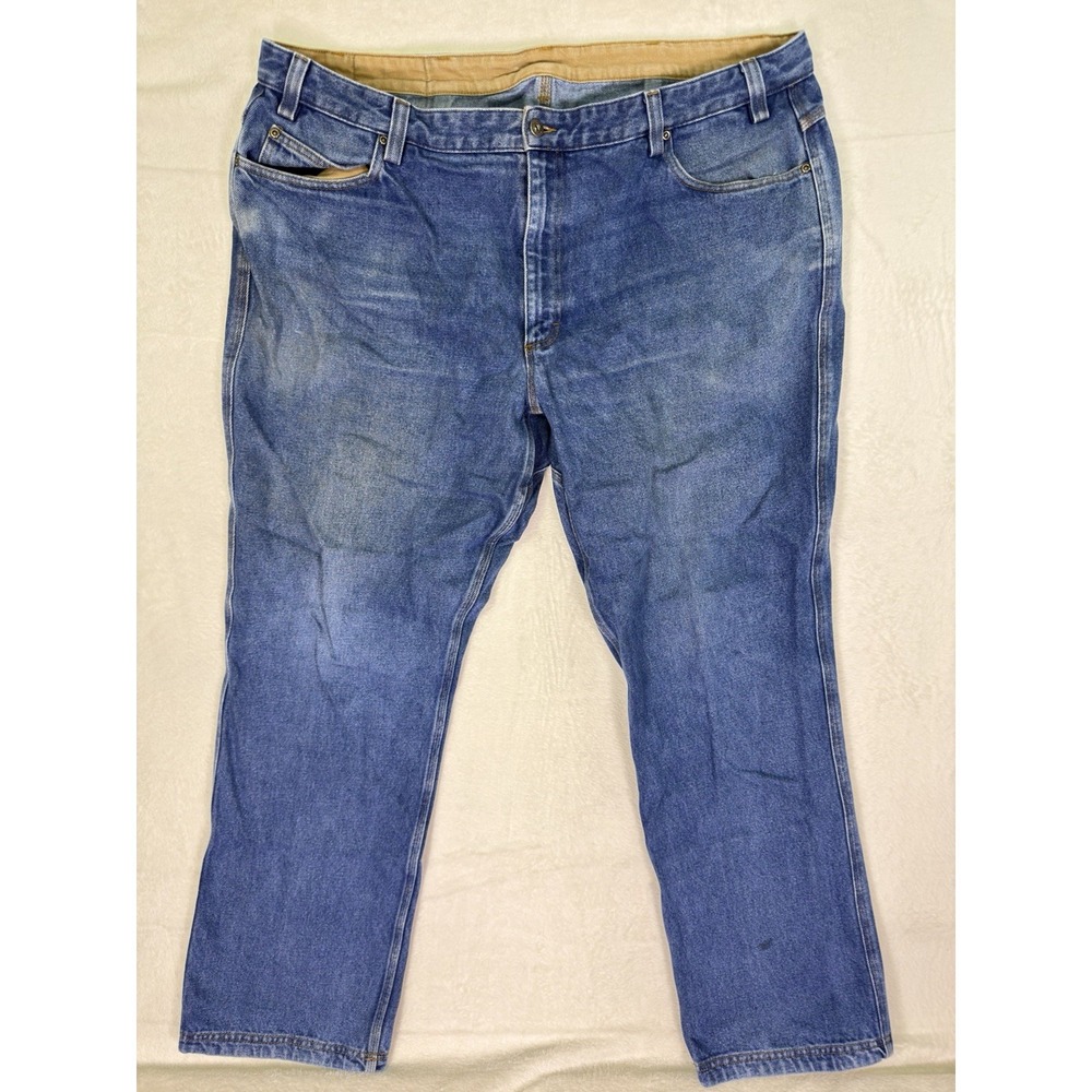 Duluth Jeans Mens 44x34 Blue Straight Relaxed Medium Wash Denim Mid Rise Work